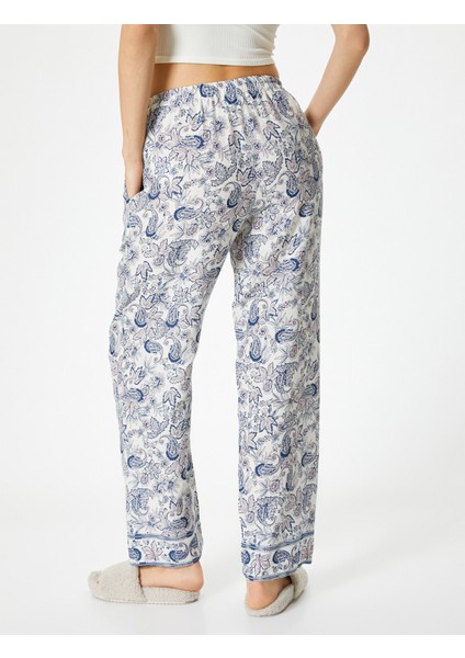Çiçekli Pijama Altı Beli Lastikli
