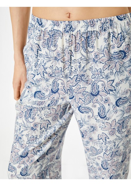 Çiçekli Pijama Altı Beli Lastikli