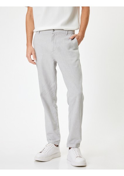 Keten Chino Pantolon Cep Detaylı modelleri