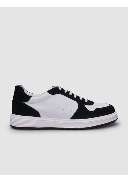 Beyaz - Siyah Bağcıklı Erkek Sneaker