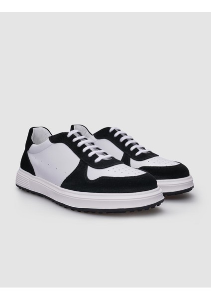 Beyaz - Siyah Bağcıklı Erkek Sneaker