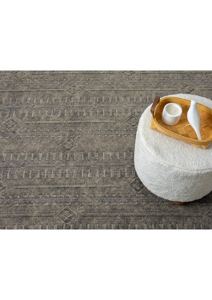 Carpetrium Home Antique Trk Stone - Dört Tarafı Saçaklı Pamuklu Yıkanabilir Kilim