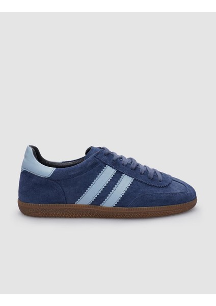 Mavi Süet Bağcıklı Kadın Sneaker