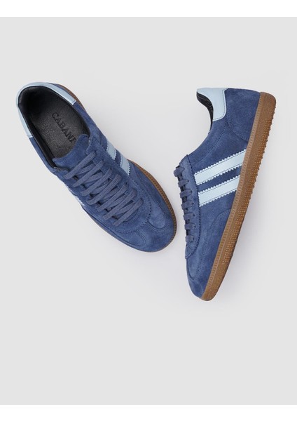 Mavi Süet Bağcıklı Kadın Sneaker