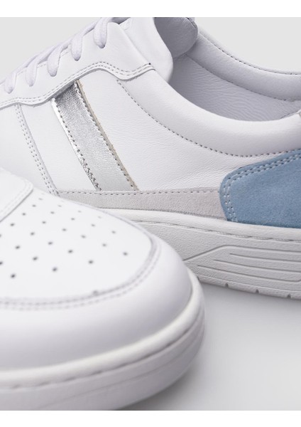 Beyaz - Mavi Bağcıklı Kadın Sneaker fırsatları