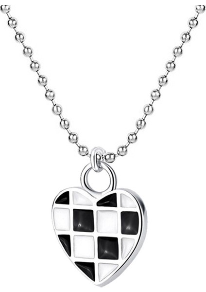 Aşk Kolyesi Siyah Beyaz Dama Tahtası Kolye (Yurt Dışından)