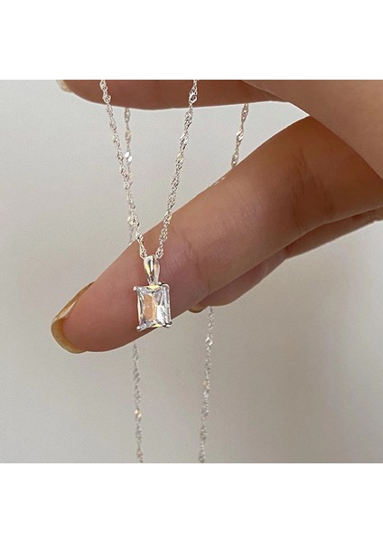 S925 Gümüş Köprücük Kemiği Zincir Zirkon Kolye (Yurt Dışından)