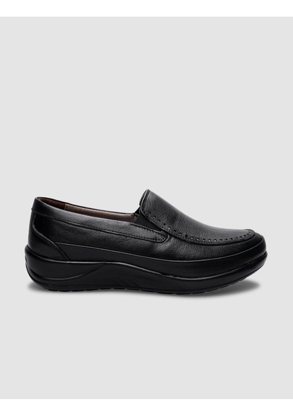 Hakiki Deri Siyah Kadın Comfort Ayakkabı