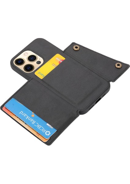 Iphone 13 Için Cüzdan Durumda Pro Max Kart Tutucu Buit Demir Darbeye Dayanıklı Durumda (Yurt Dışından)