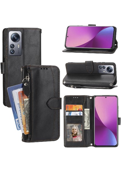 Xiaomi 12 Lite Için Flip Case Pu Deri Kayış Kart Tutucu Kickstand (Yurt Dışından)