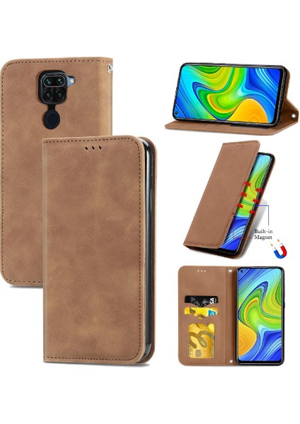 Redmi Not 9 Için Kılıf Kapak Kapak Basit Iş Darbeye Deri Kılıf (Yurt Dışından)