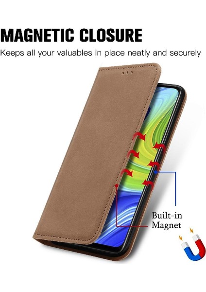 Redmi Not 9 Için Kılıf Kapak Kapak Basit Iş Darbeye Deri Kılıf (Yurt Dışından)