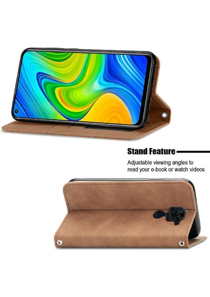 Redmi Not 9 Için Kılıf Kapak Kapak Basit Iş Darbeye Deri Kılıf (Yurt Dışından)