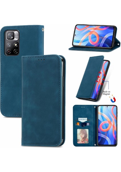 Redmi Not 11 Için Kılıf Basit Iş Cüzdan Deri Kılıf Darbeye (Yurt Dışından)