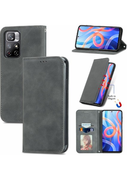 Redmi Not 11 Için Kılıf Basit Iş Cüzdan Deri Kılıf Darbeye (Yurt Dışından)