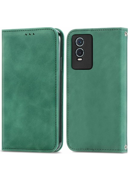 Vivo Y76S Için Kılıf Deri Kılıf Kordon Basit Iş Fermuar Cüzdan (Yurt Dışından)