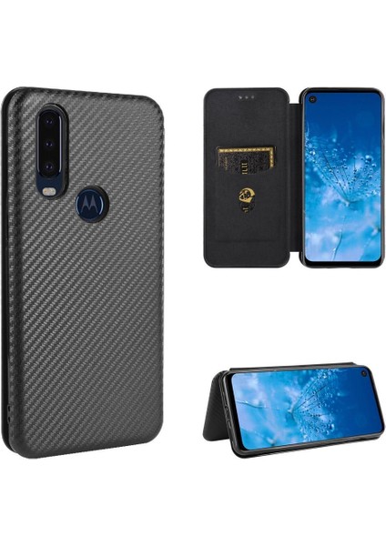Motorola Moto Bir Makro/g8 Manyetik Karbon Fiber Deri Oynamak Için Kılıf (Yurt Dışından)