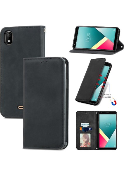 Wiko Y61 Cüzdan Basit Iş Deri Kılıf Fermuar Kordon Için Kılıf (Yurt Dışından)