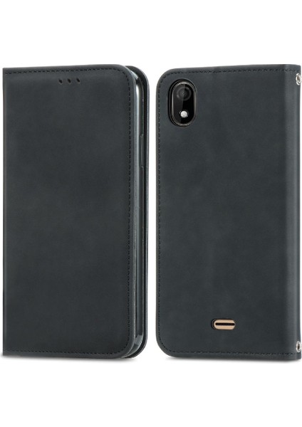 Wiko Y61 Cüzdan Basit Iş Deri Kılıf Fermuar Kordon Için Kılıf (Yurt Dışından)