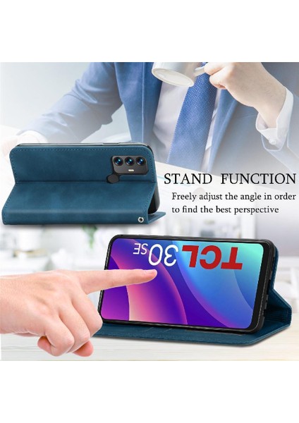 Tcl 30SE Fermuar Basit Iş Deri Çanta Kordon Cüzdan Için Kılıf (Yurt Dışından)