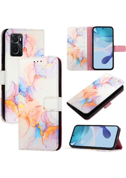 Oppo Oppo A36 4G/A76 4G/A96 4g Mermer Desen Cüzdan Kickstand Pu (Yurt Dışından)