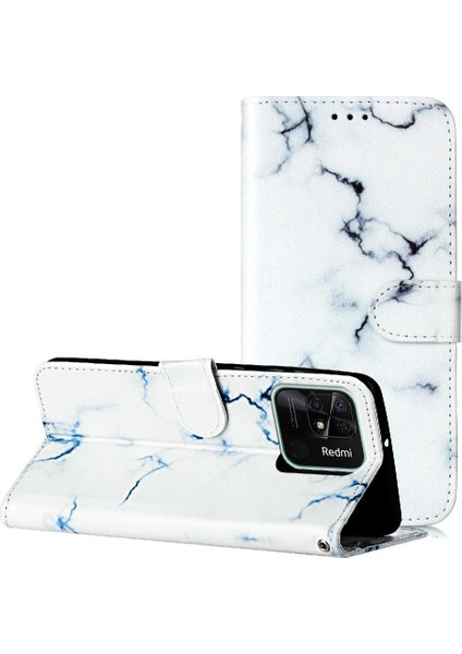 Xiaomi Redmi 10C Manyetik Mermer Desen Için Flip Case Tam Koruma Pu (Yurt Dışından)