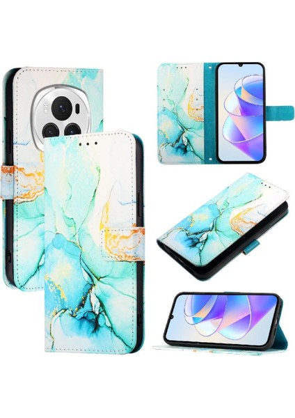 Onur Için Kılıf Sihirli 6 5g Mermer Desen Kickstand Pu Deri Cüzdan (Yurt Dışından)