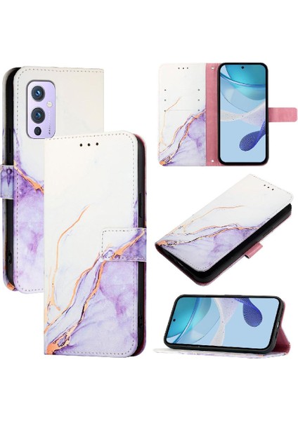 Oneplus 9 Için Kılıf Kickstand Mermer Desen Cüzdan Pu Deri (Yurt Dışından)