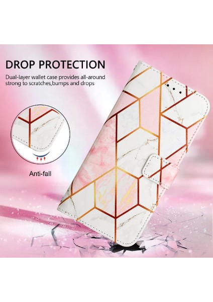 Tecno Pop 5c Pu Deri Mermer Desen Kickstand Cüzdan Için Kılıf (Yurt Dışından)