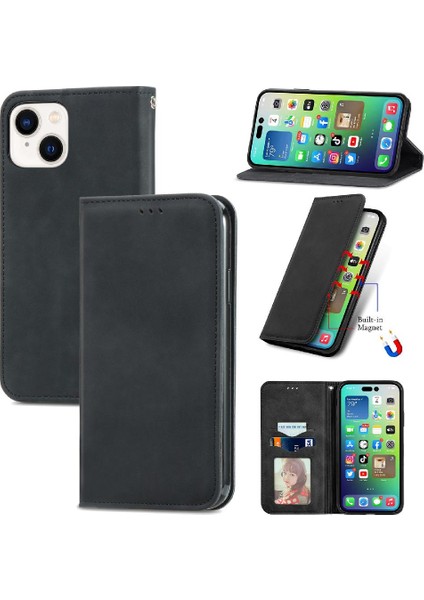 Iphone 14 Için Kılıf Artı Cüzdan Kapak Çevirin Basit Iş Darbeye Vaka (Yurt Dışından)