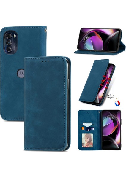Moto G 2022 Basit Iş Fermuar Cüzdan Kordon Deri Kılıf (Yurt Dışından)