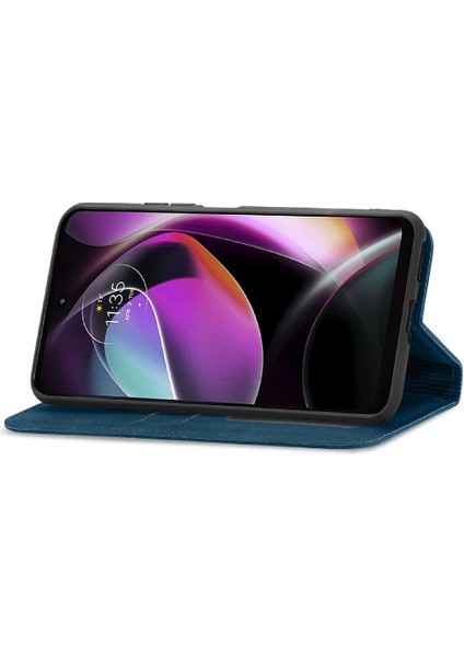 Moto G 2022 Basit Iş Fermuar Cüzdan Kordon Deri Kılıf (Yurt Dışından)