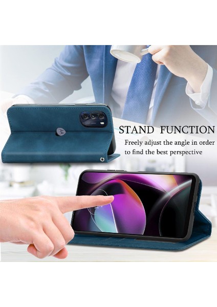 Moto G 2022 Basit Iş Fermuar Cüzdan Kordon Deri Kılıf (Yurt Dışından)