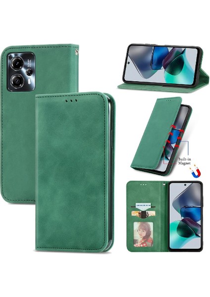 Moto G23 Deri Kılıf Cüzdan Fermuar Kordon Basit Iş Için Kılıf (Yurt Dışından)