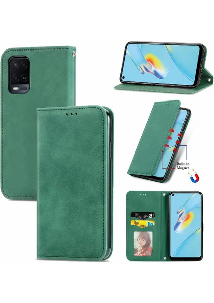 Oppo A54 4g Için Basit Iş Fermuar Deri Kılıf Cüzdan Kordon (Yurt Dışından)