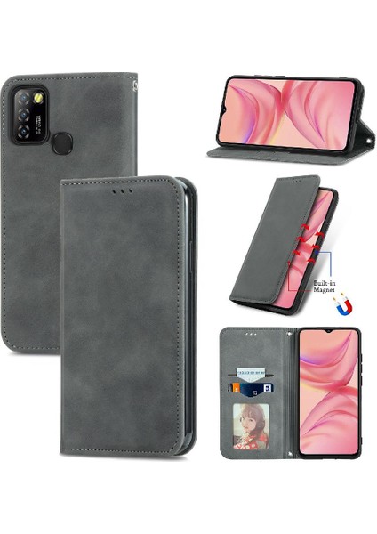 Infinix Sıcak 10 Lite Basit Iş Fermuar Deri Çanta Cüzdan Için Kılıf (Yurt Dışından)