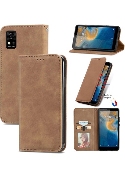 Zte Blade Case Fermuar Deri Kılıf Basit Iş Kordon (Yurt Dışından)
