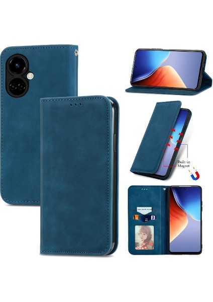 Tecno Camon 19 Deri Çanta Basit Iş Cüzdan Kordon Için Kılıf (Yurt Dışından)