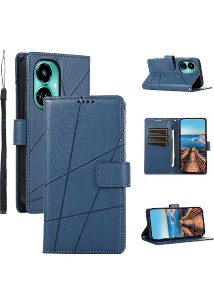 Tecno Camon 19 Şok Emici Kickstand Darbeye Üç Için Flip Case (Yurt Dışından)