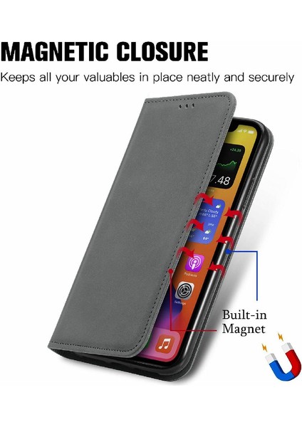 Realme 12 Için Flip Case Cüzdan Kapak Darbeye Deri Kılıf Basit (Yurt Dışından)