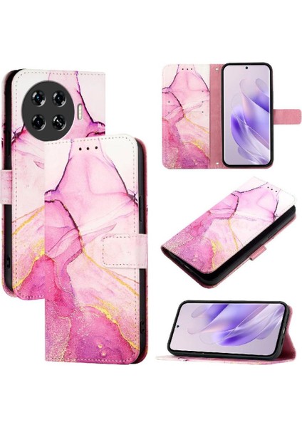 Tecno Spark 20 Pro Artı Kickstand Cüzdan Mermer Desen Pu Deri Için Kılıf (Yurt Dışından)