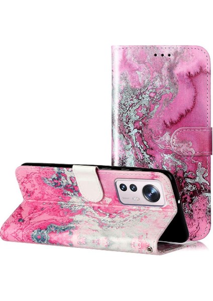 Xiaomi 12 Lite Için Flip Case Manyetik Mermer Desen Kart Yuvaları Tutucu Pu (Yurt Dışından)