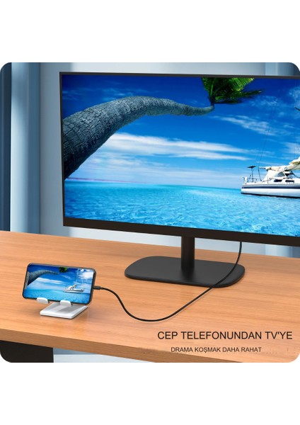 Type-C To 4K Ultra Full Hd Hdmı Usb-C Tak Çalıştır Görüntü Aktarım Kablosu-2m