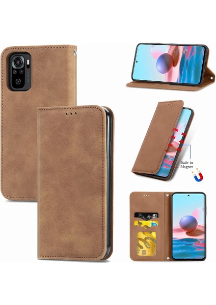Redmi Not 10 Için Kılıf 4g Darbeye Deri Kılıf Basit Iş Cüzdan (Yurt Dışından)