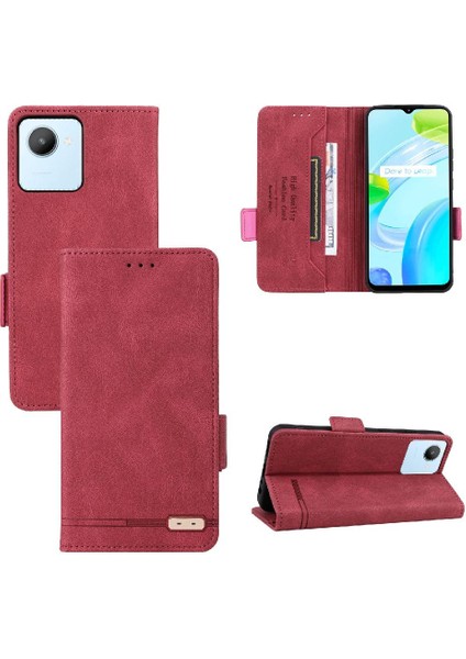 Oppo Realme C30 Kart Ekleme Deri Için Kılıf Folio Flip Case Tam (Yurt Dışından)