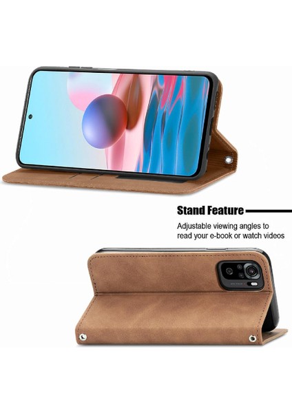 Redmi Not 10 Için Kılıf 4g Darbeye Deri Kılıf Basit Iş Cüzdan (Yurt Dışından) fırsatları