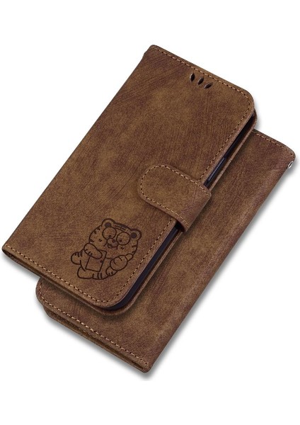 Tecno Camon 18 Premier Kabartmalı Sevimli Kaplan Flip Folio Cüzdan Kılıf (Yurt Dışından)