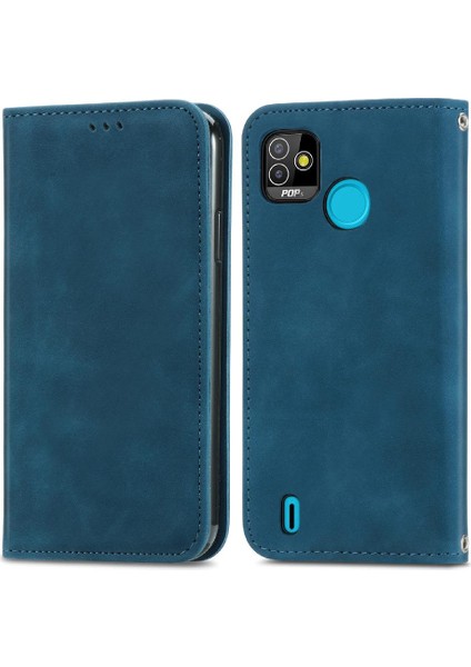 Tecno Pop 5 Basit Iş Kordon Deri Çanta Fermuar Cüzdan Için Kılıf (Yurt Dışından)