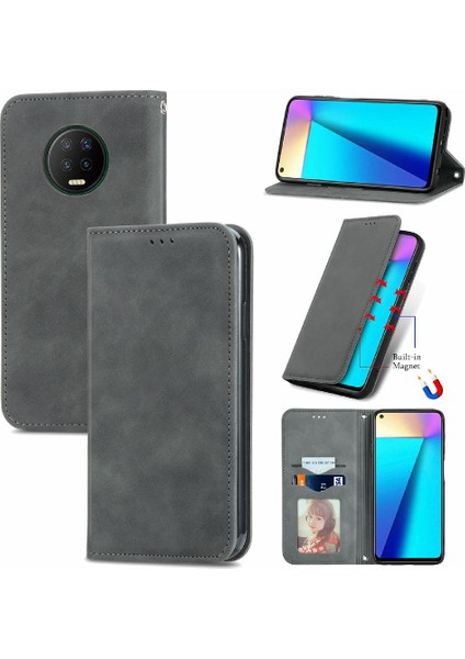 Infinix Not 7 Fermuar Kordon Cüzdan Deri Kılıf Için Kılıf Basit (Yurt Dışından)