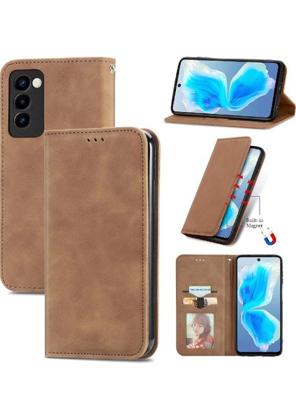 Tecno Camon 18 Deri Kılıf Fermuar Cüzdan Kordon Basit (Yurt Dışından)